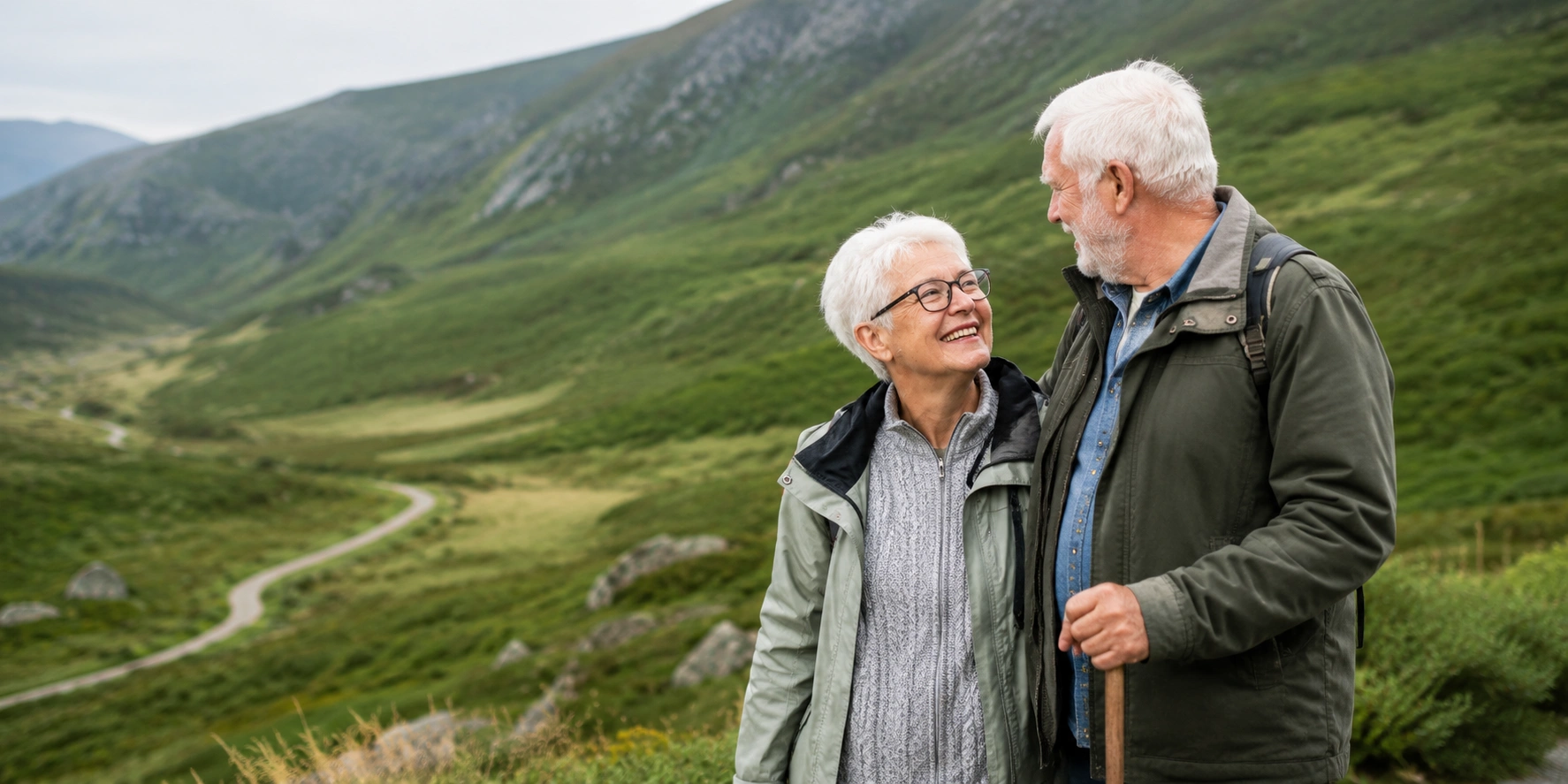 An older couple walking outdoors, from the practice website